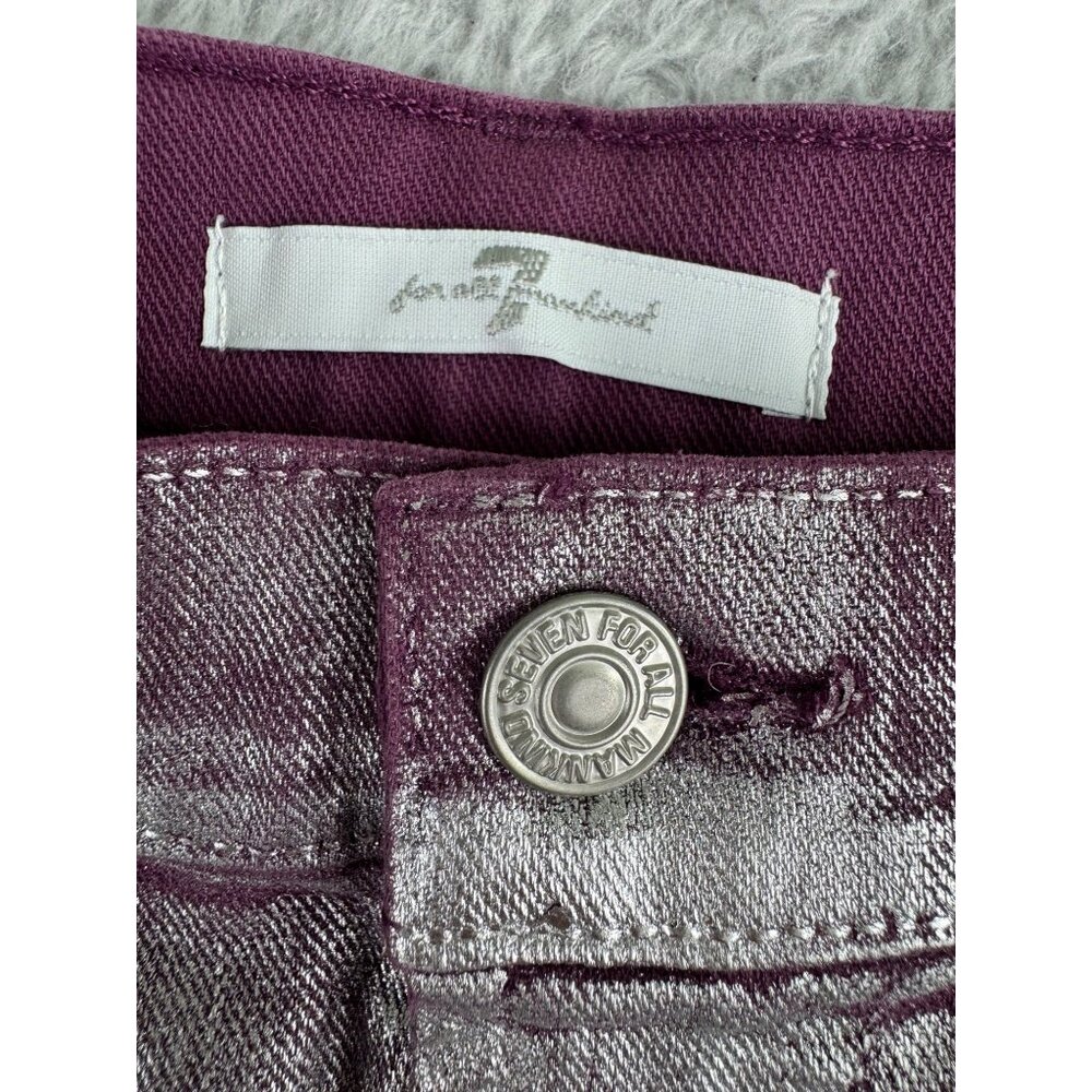 Metallic Purple Denim Shorts Womens Size 30 NWT 7 For All Mankind Cotton/Spandex - Picture 2 of 14